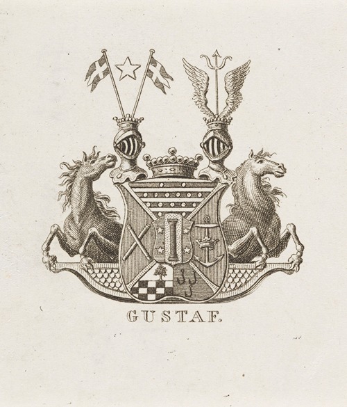 Bookplate of freiherr Gustaf Ridderstolpe