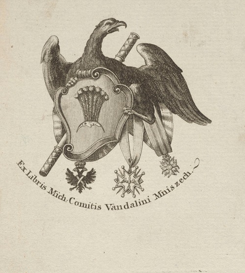 Bookplate of Michał Jerzy Wandalin Mniszecha of Vyshnivets