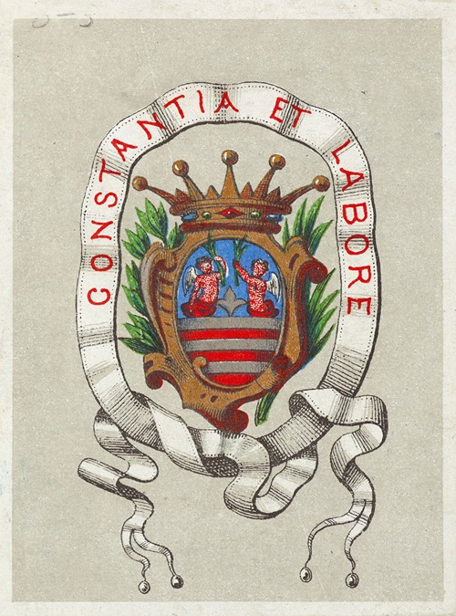 Bookplate; Giovanni Marchetti; Constantia et labore