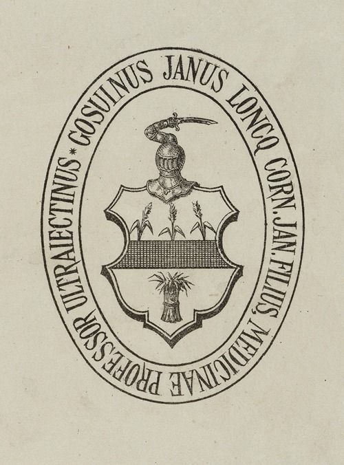 Bookplate; Gosuinus Janus Loncq Corn. Jan. Filius, Medicinae Professor Ultraiectinus