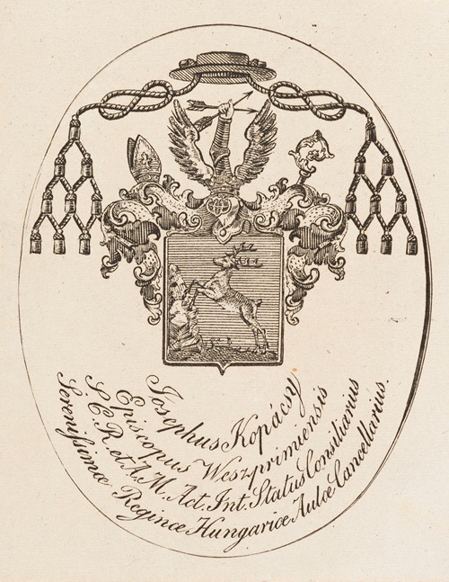 Bookplate; Josephus Kopacsy Episcopus Weszprimiensis