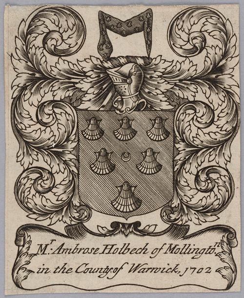 Bookplate; Mr Ambrose Holbech of Mollington in the County of Warwick