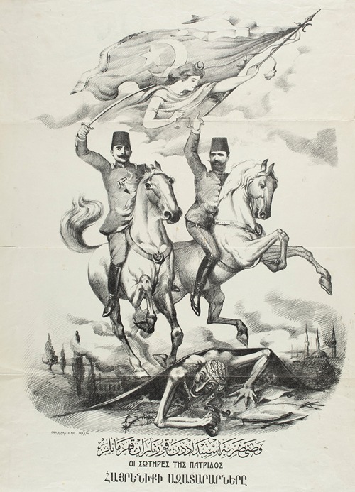 Enver Bey and Niazi Bey on horseback
