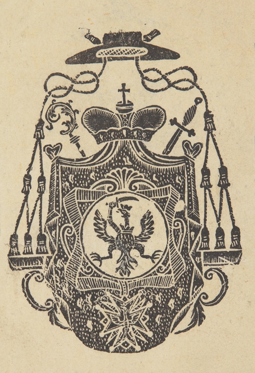 Herb albo ekslibris z herbem Sołtyk i orderem Orła Białego