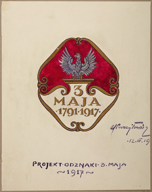 Design of the commemorative badge issued to celebrate the anniversary of the Constitution of 3 May by the Supreme National Committee