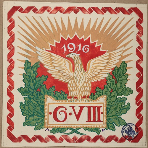 Design of the occasional sticker, commemorating the second anniversary of the march of the Cadre Company