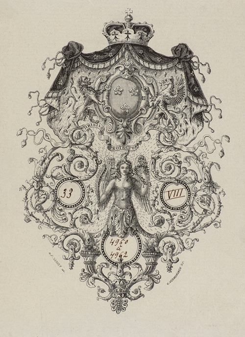 Bookplate of the von Arenberg family; Christus Protector Meus