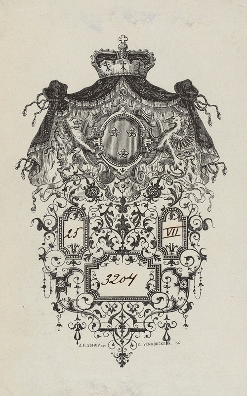 Bookplate; duc d’Arenberg; Christus protector meus