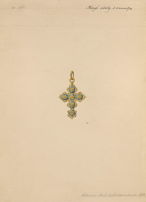 17th Century Gold Cross with Enamel, from the Collection of Antoni Dżbikowski in 1924