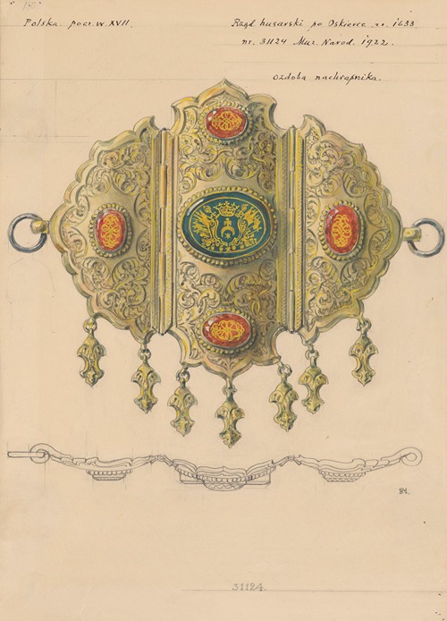 17th Century Hussar Tack in the Collection of the National Museum in Warsaw in 1922 – Front and Side Views of the Noseband
