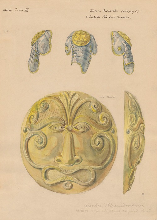 Hussar Armour with the Aleksandrowicz Coat of Arms – Front, Side and Back Views of the Bevor