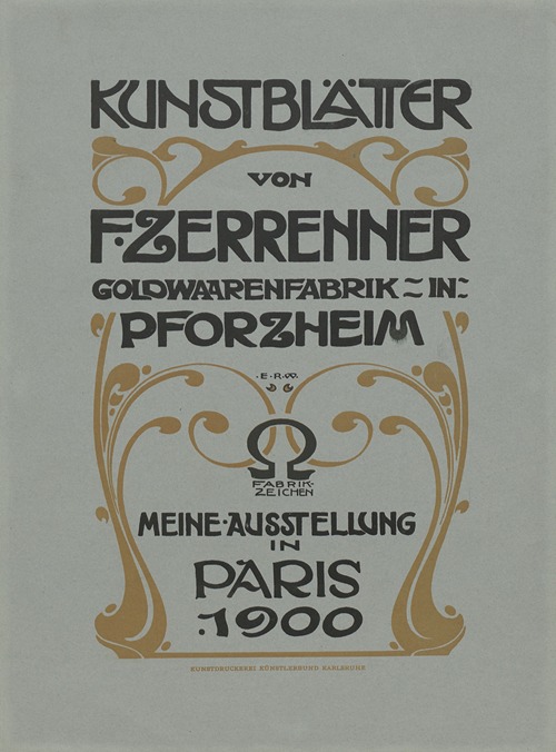 Einband zu Kunstblätter von F. Zerrenner Goldwaarenfabrik in Pforzheim