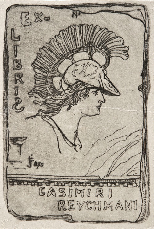 Bookplate of Kazimierz Reyhman with Athena