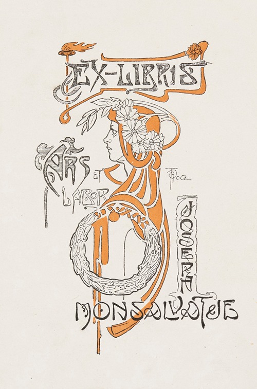 Bookplate of Joseph Monsalvatje; ars et Labor