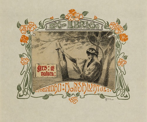 Bookplate of Trinidad Monsalvatje. Ars et natura