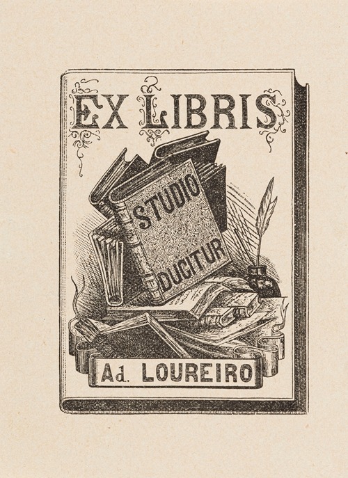Bookplate of Ad. Loureiro; Studio ducitur