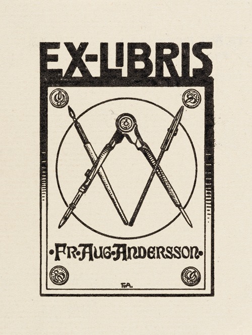 Bookplate of Fr. Aug. Andersson