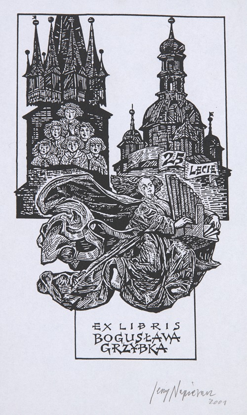 Ekslibris jubileuszowy Bogusława Grzybka (1938-)