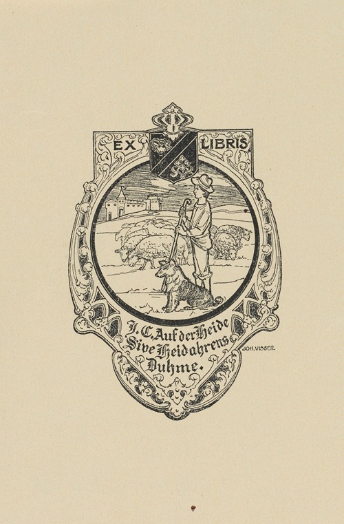 Bookplate J. C. Auf der Heide sive Heidahrens Duhme