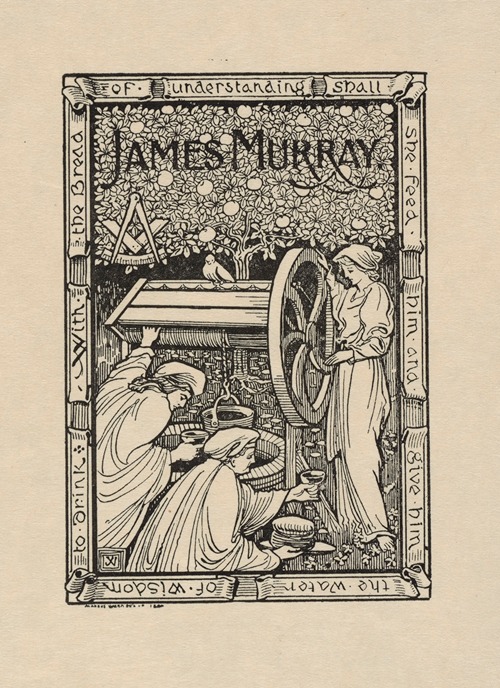 Bookplate; James Murray; With the bread of understanding shall she feed him and give him the water of wisdom to drink