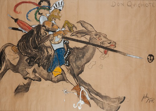 Don Quixote – caricature of Leon Wyczółkowski and Feliks Jasieński
