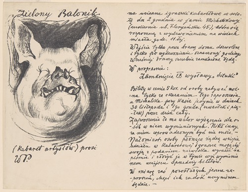Invitation to the “Green Baloon” Cabaret for the closing day of the exposition
