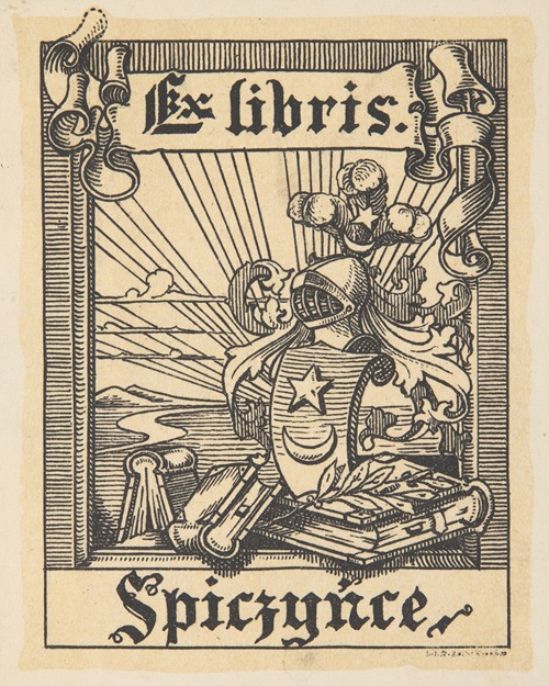 Ekslibris biblioteki Teresy i Henryka Tyszkiewiczów w Spiczyńcach