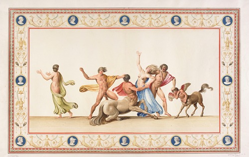 Vestigia delle Terme di Tito. Abduction of Hippodamia. Quadro from vault ornamentation in room 27