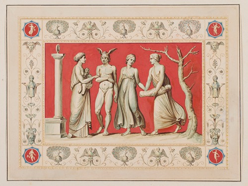Vestigia delle Terme di Tito. Bacchus’ childhood. Quadro from vault ornamentation in room 25