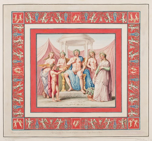 Vestigia delle Terme di Tito. Bacchus’ triumph. Quadro from the central field of the ornamentation in room 25