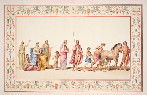 Vestigia delle Terme di Tito. Hipolit going hunting. Quadro from vault ornamentation in room 21