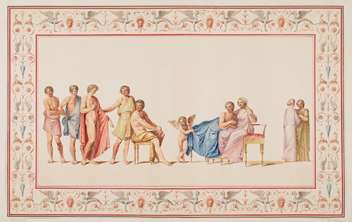 Vestigia delle Terme di Tito. Mars and Venus surprised by the other gods. Quadro from vault ornamentation in room 21