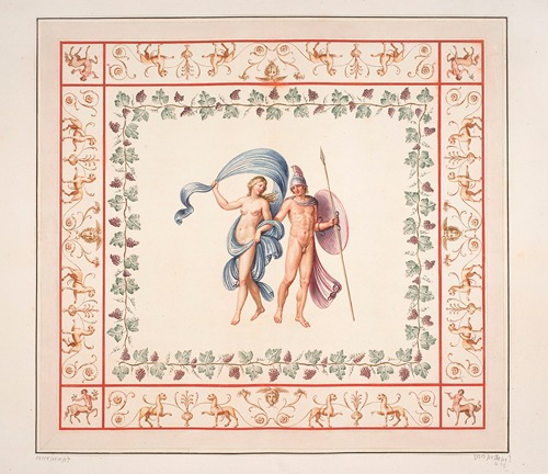 Vestigia delle Terme di Tito. Mars and Venus. Quadro from vault ornamentation in room 15
