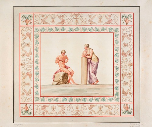 Vestigia delle Terme di Tito. Muse and Polyphemus. Quadro from vault ornamentation in room 21