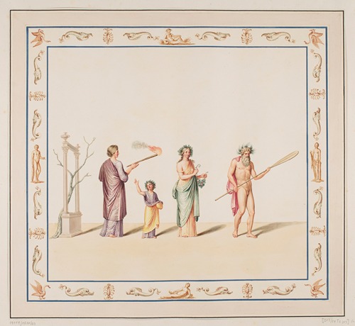 Vestigia delle Terme di Tito. Preocession. Quadro from vault ornamentation in room 14