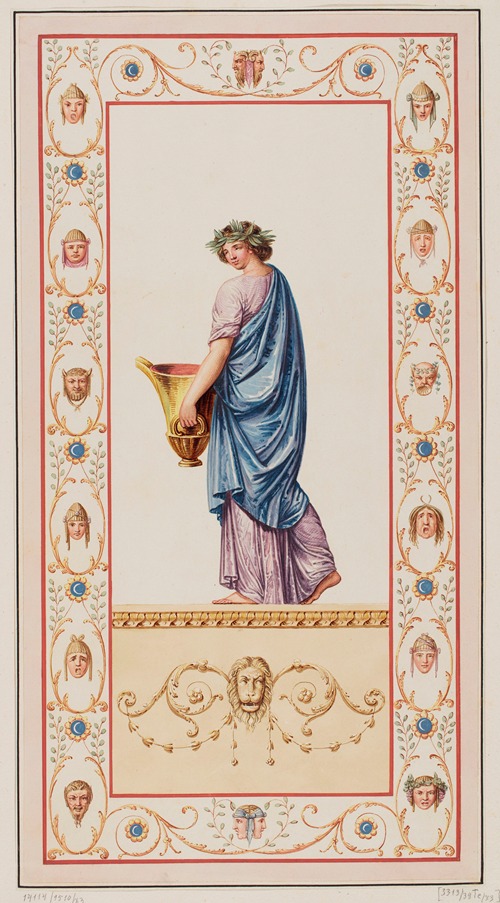 Vestigia delle Terme di Tito. Priestess. Quadro from wall ornamentation in room 15