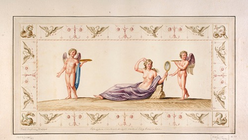 Vestigia delle Terme di Tito. The toilet of Venus. Quadro from the central field of the ornamentation in room 25