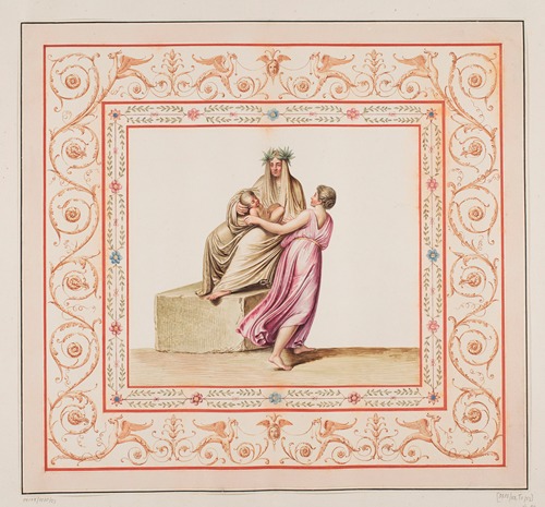 Vestigia delle Terme di Tito. Triptolemus entrusted to Demeter. Quadro from vault ornamentation in room 21