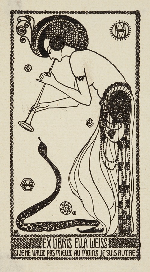 Bookplate of Ella Weiss. Si je ne vaux pas mieux au moins je suis autre