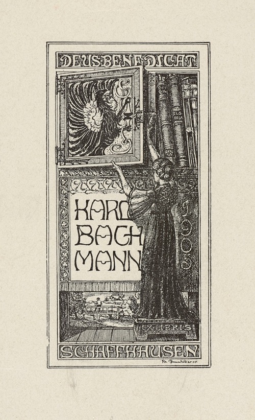 Bookplate; Karl Bachmann; Deus Benedicat; Schaffhausen
