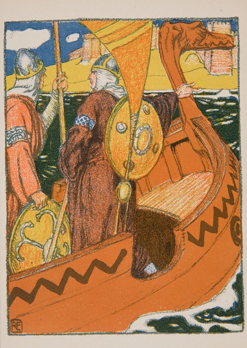 Two soldiers in a boat