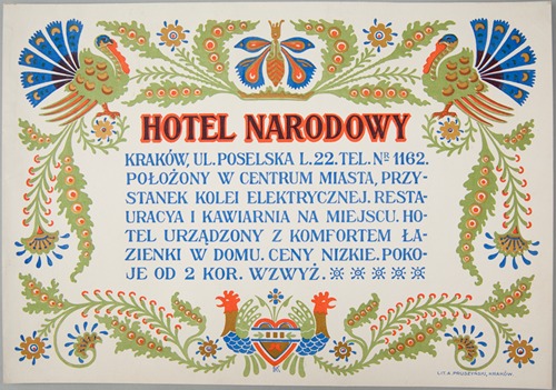 Wywieszka reklamowa Hotelu Narodowego w Krakowie
