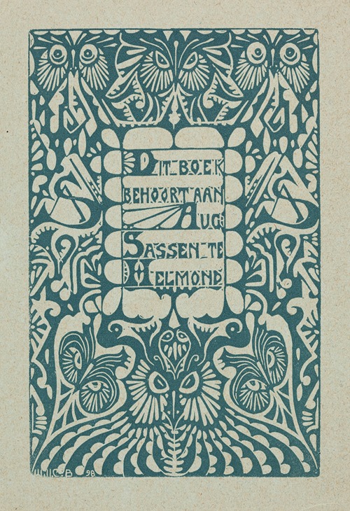 Bookplate; Dit boek behoort aan Aug Sassen te Helmond