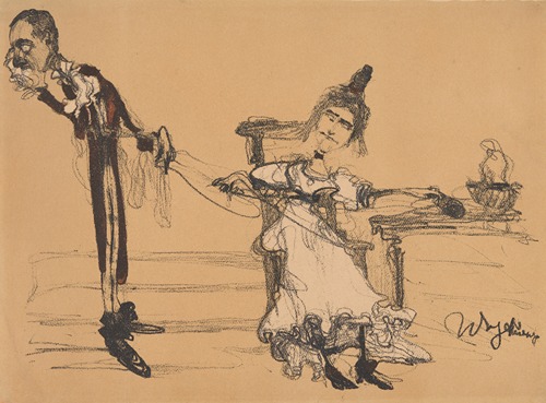 Jadwiga Mrozowska and Andrzej Mielewski as Albin and Klara in Aleksander Fredro’s Śluby panieńskie