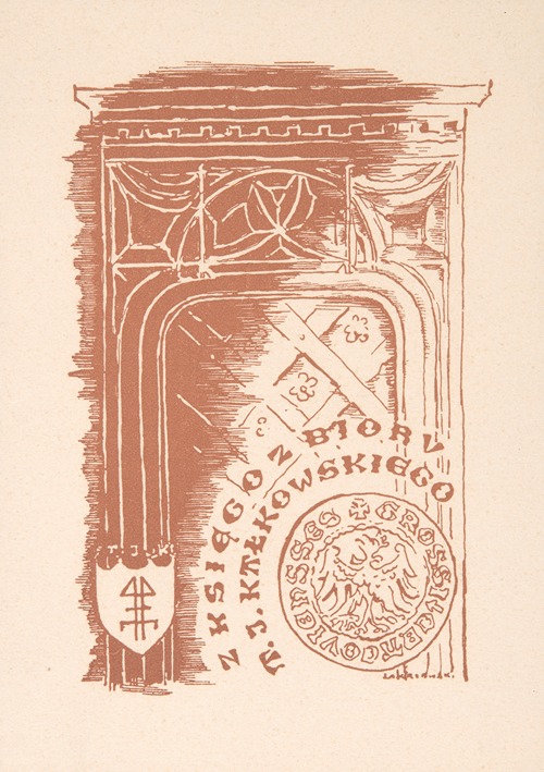 Bookplate of Tadeusz Kalkowski, 1899-1979
