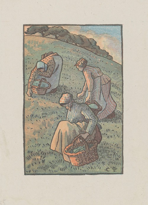 Femmes cueillant de l’herbe