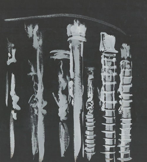 Dom Juan – maquette de décor – acte III, le tombeau du Commandeur, vue générale et cinq détails