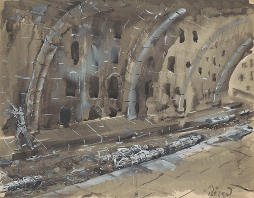 Juliette ou la Clef des songes – maquette de décor – tunnel, corps allongés et liés