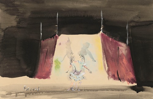 Les Forains, ballet de Roland Petit – maquette de décor – la tente et les soeurs siamoises