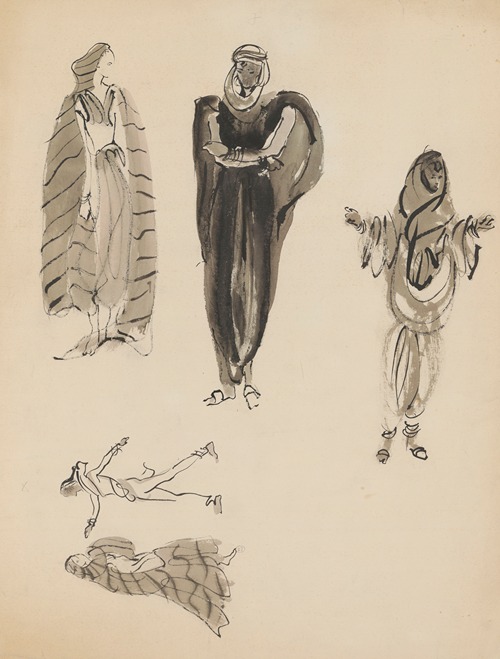 Sodome et Gomorrhe – maquette de costume – planche de six costumes